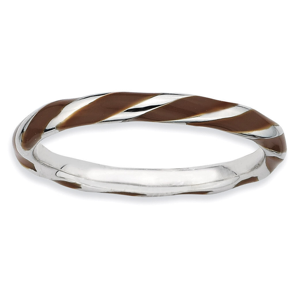 Twisted Brown Enameled Ring - Sterling Silver QSK551, MPN: QSK551, 886774010519