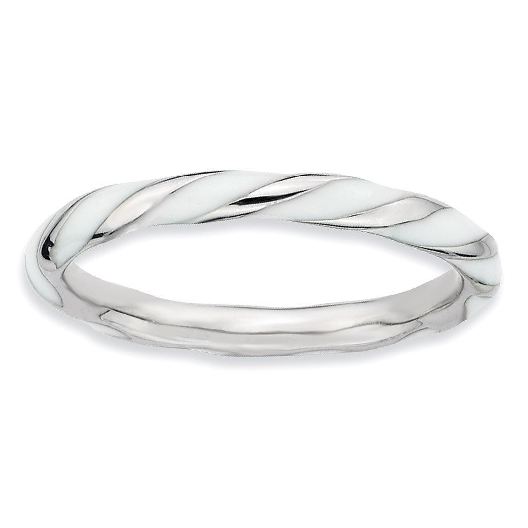 Twisted White Enameled Ring - Sterling Silver QSK553, MPN: QSK553, 886774010601