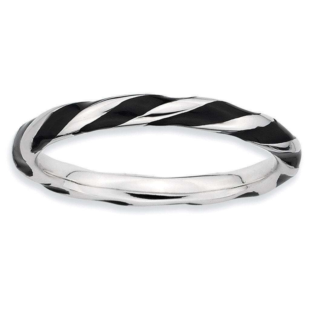 Twisted Black Enameled Ring - Sterling Silver QSK554, MPN: QSK554, 886774010687
