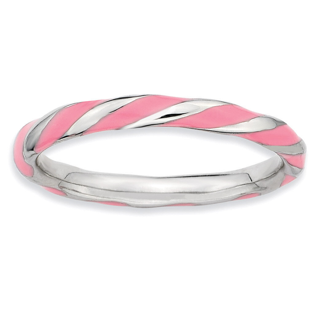 Twisted Pink Enameled Ring - Sterling Silver QSK555
