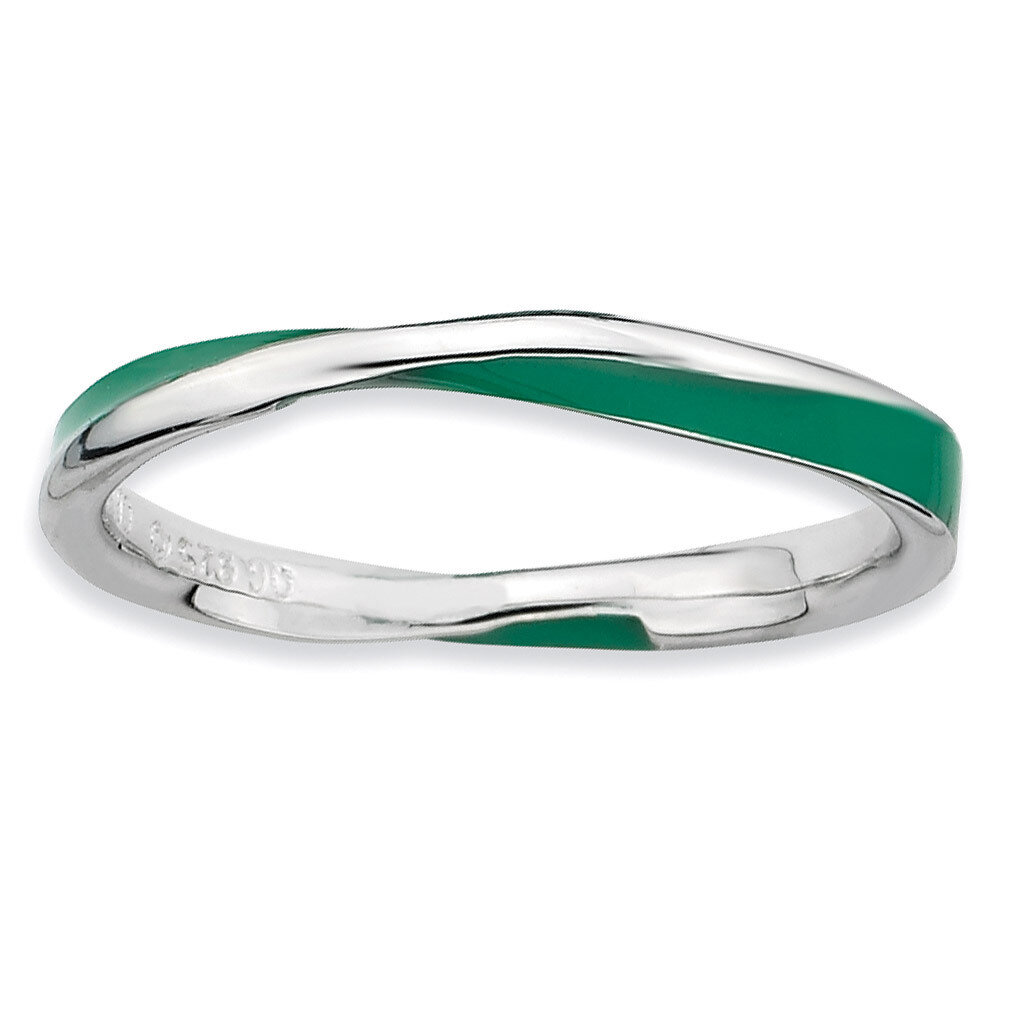 Twisted Green Enameled Ring - Sterling Silver QSK562, MPN: QSK562, 886774018577