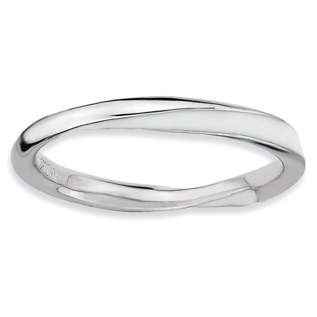 Twisted White Enameled Ring - Sterling Silver QSK566
