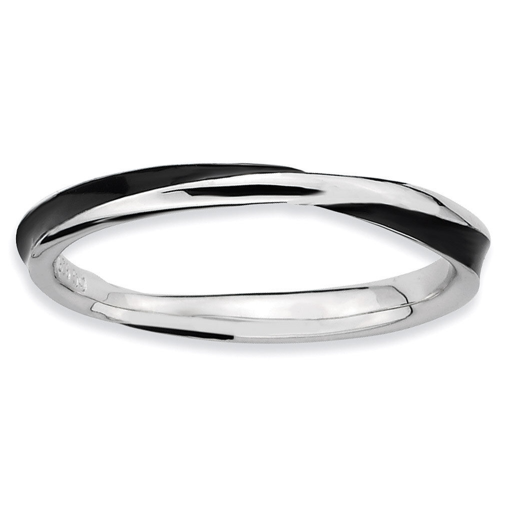 Twisted Black Enameled Ring - Sterling Silver QSK567, MPN: QSK567, 886774011356