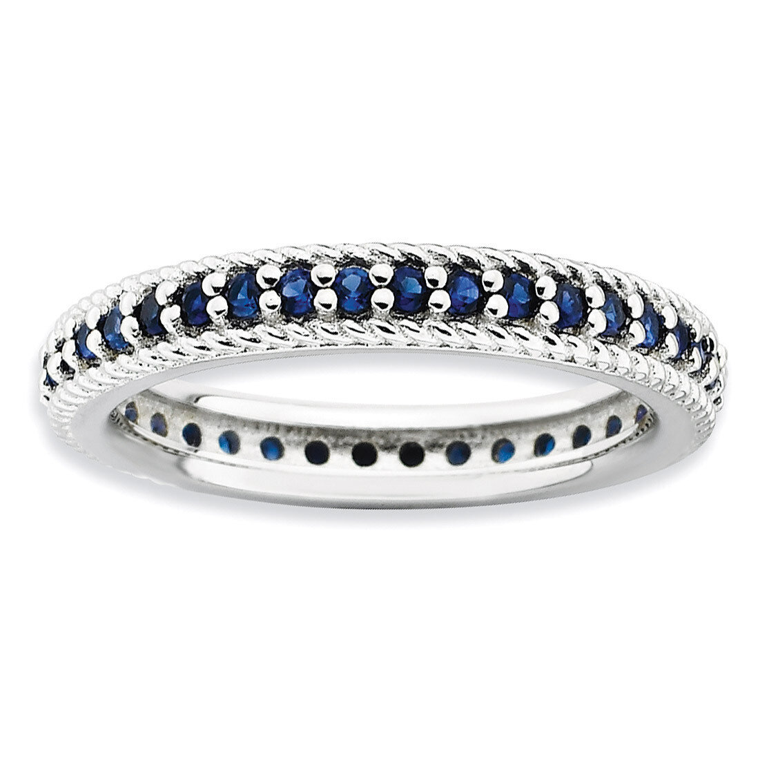Created Sapphire Eternity Ring - Sterling Silver Polished QSK573, MPN: QSK573, 886774218663