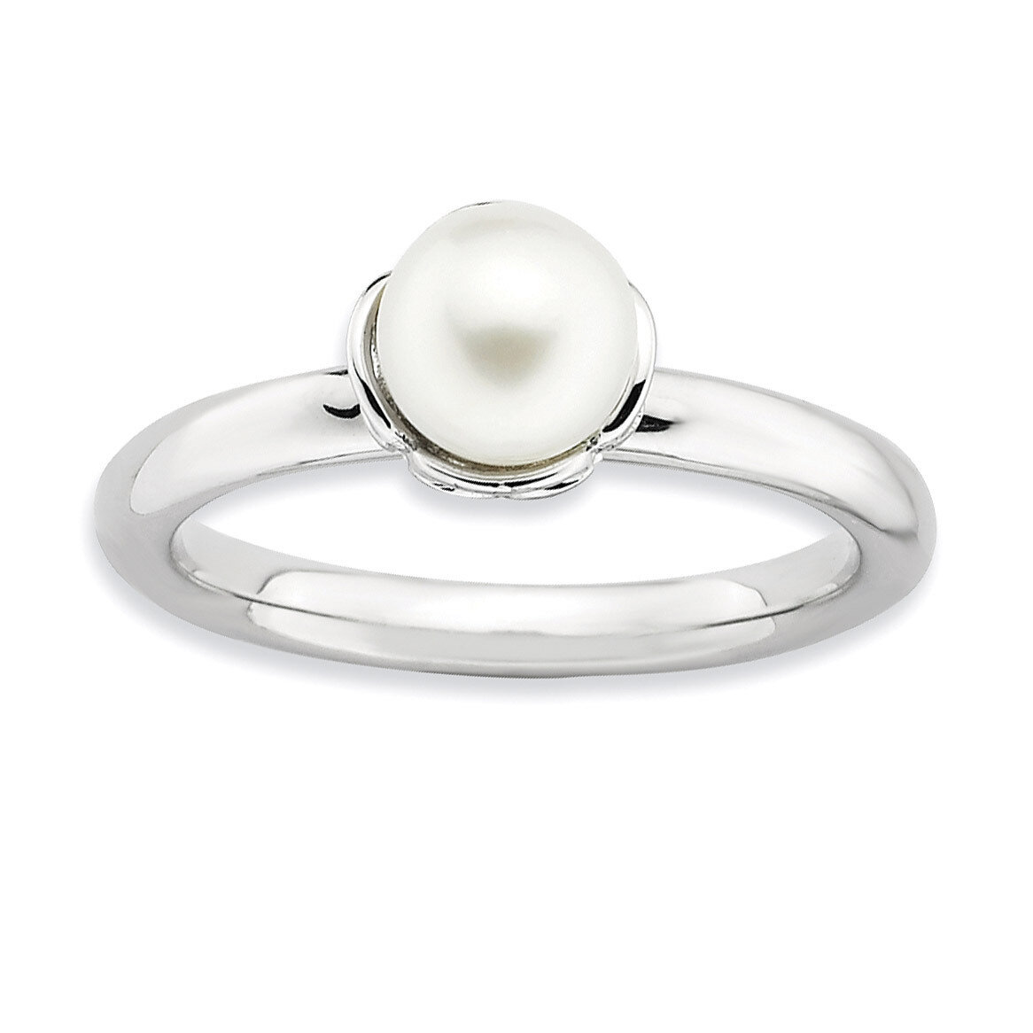 White Fresh Water Cultured Pearl Ring - Sterling Silver Polished QSK611, MPN: QSK611, 886774174075