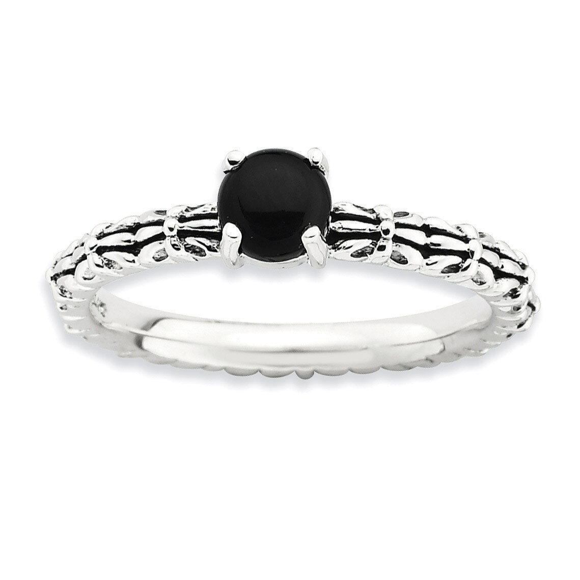 Black Agate Ring - Sterling Silver Antiqued QSK613, MPN: QSK613, 886774174174