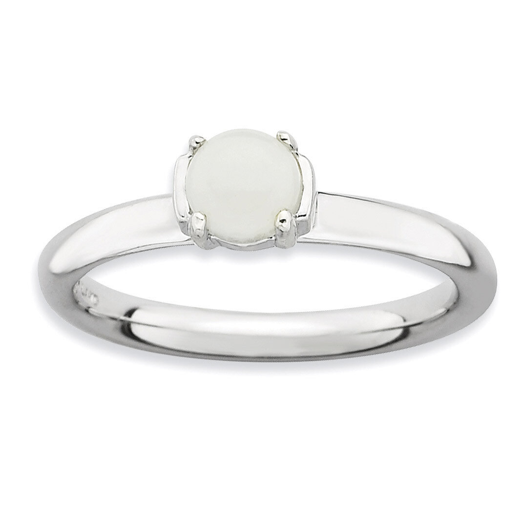 White Agate Ring - Sterling Silver Polished QSK621