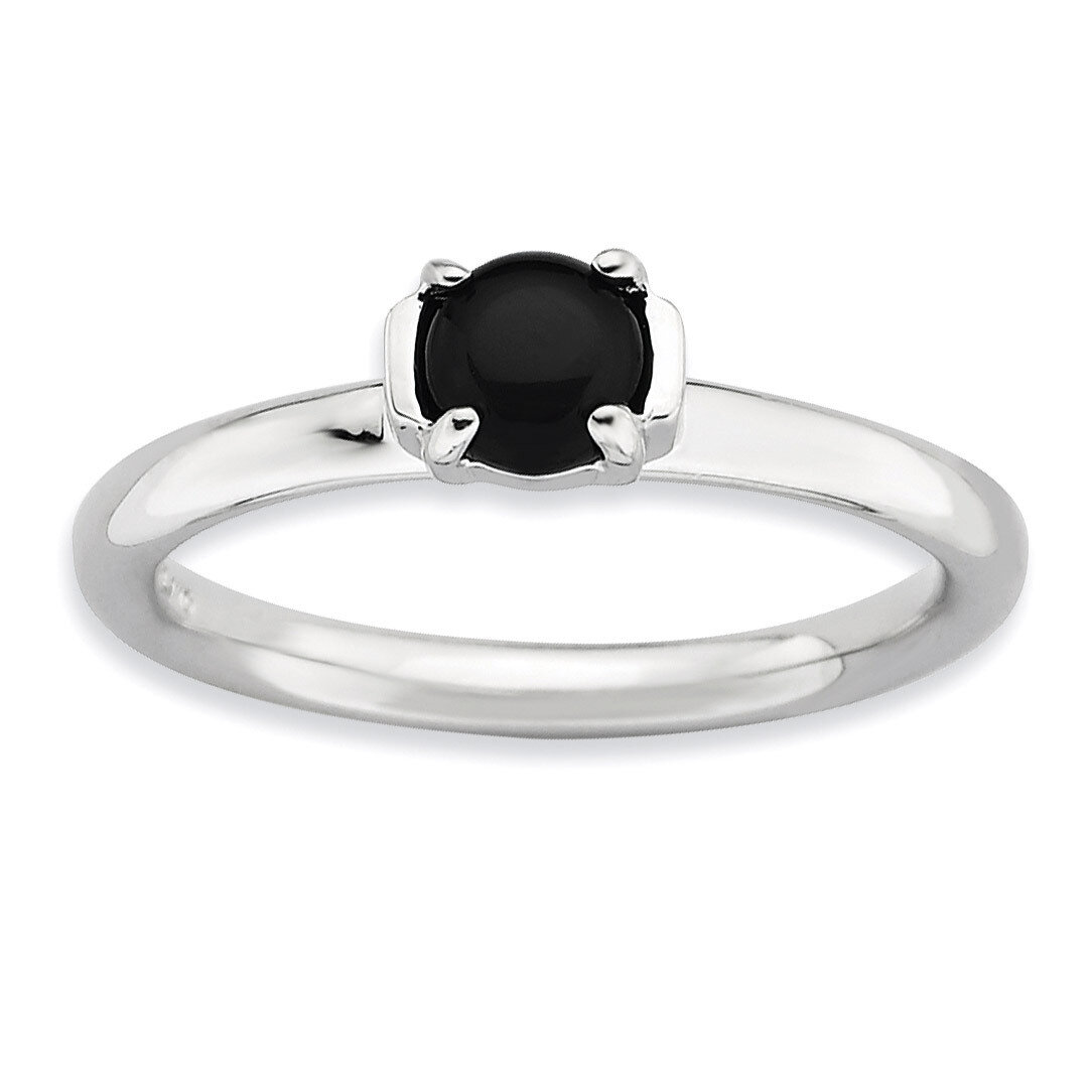 Black Agate Ring - Sterling Silver Polished QSK622, MPN: QSK622, 886774219943