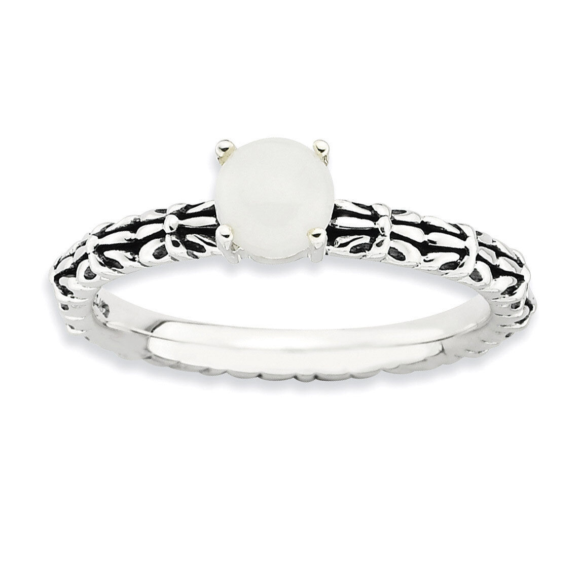 White Agate Ring - Sterling Silver Antiqued QSK624, MPN: QSK624, 886774220031