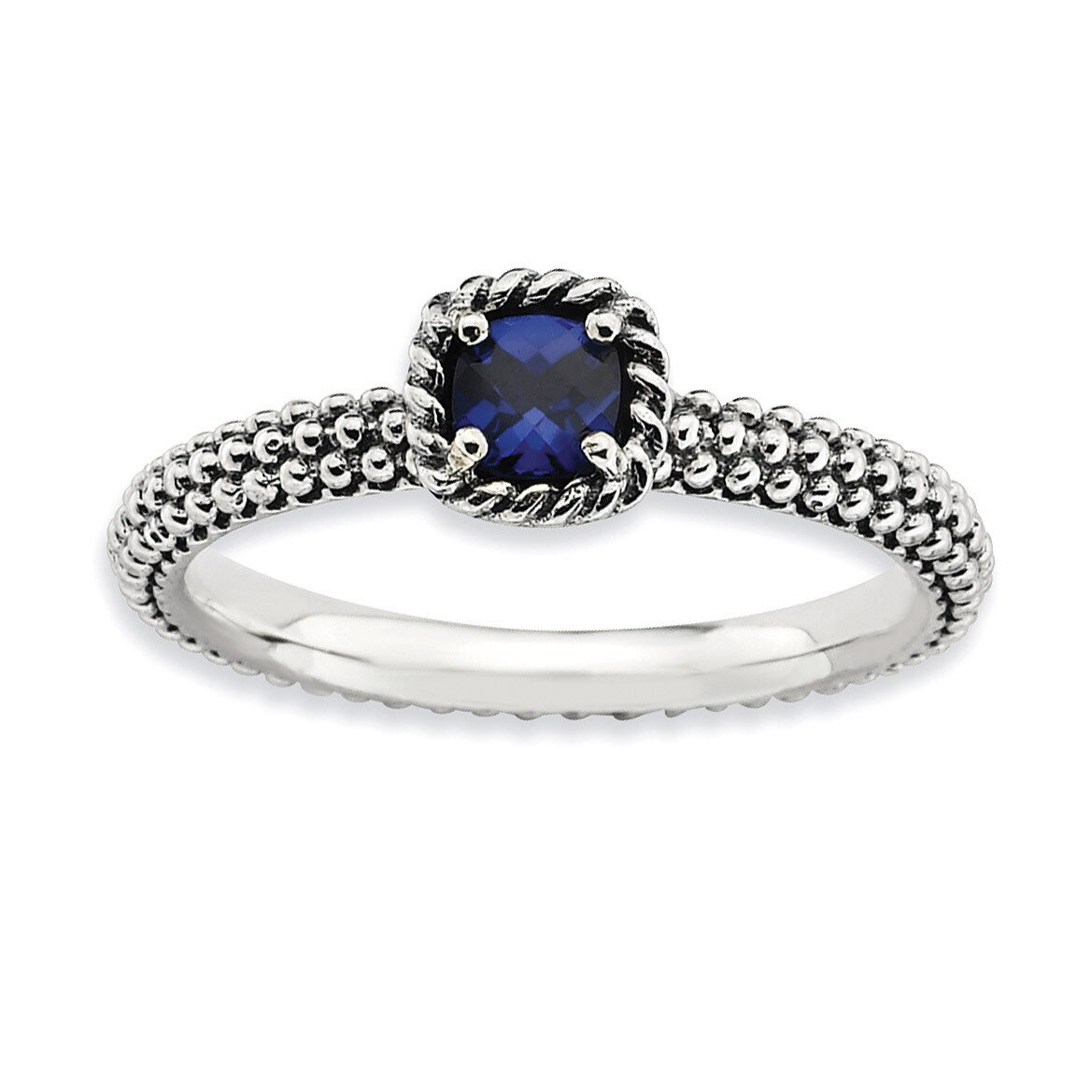 Cr.Sapphire Ring - Sterling Silver Polished QSK627, MPN: QSK627, 886774220109