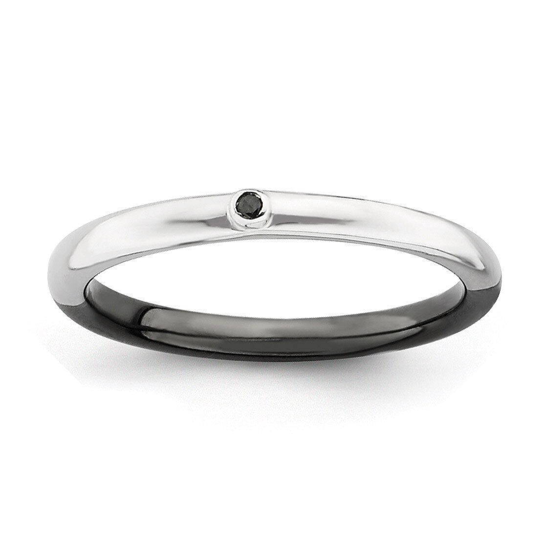 Half White Black Diamond Ring - Sterling Silver Polished QSK629, MPN: QSK629, 886774220123
