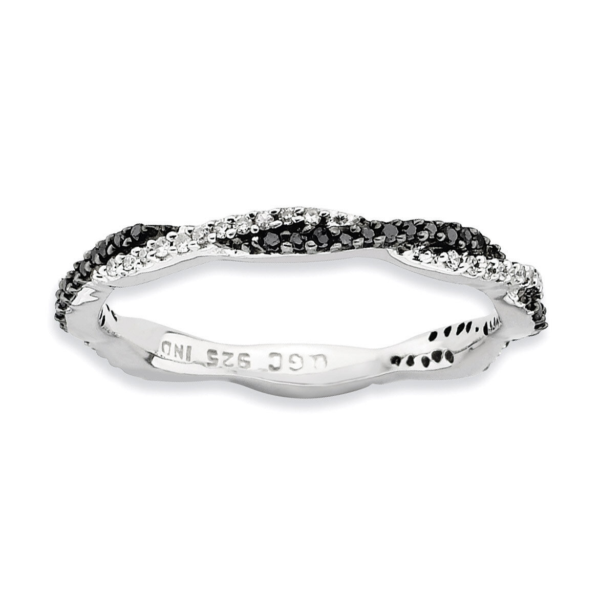Black White Diamond Ring - Sterling Silver Polished QSK631, MPN: QSK631, 886774220246