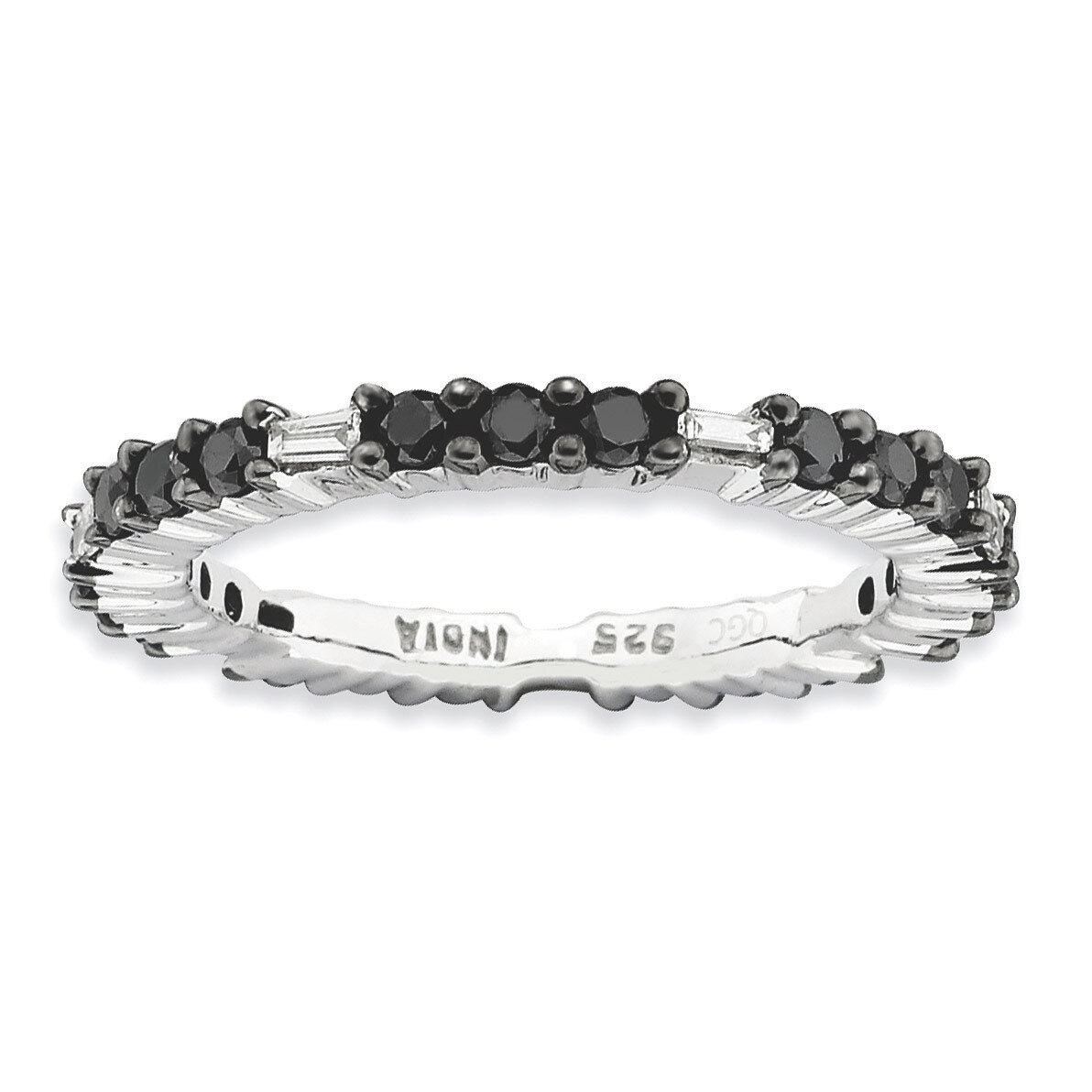 Black Diamond Ring - Sterling Silver Polished QSK640