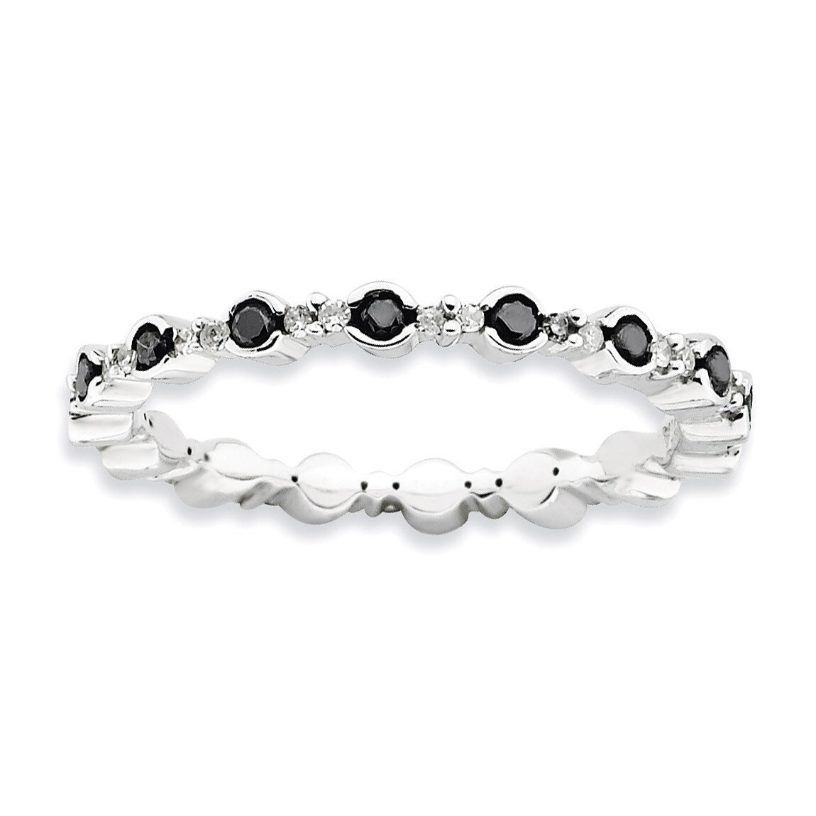 Black White Diamond Ring - Sterling Silver Polished QSK641, MPN: QSK641, 886774220529
