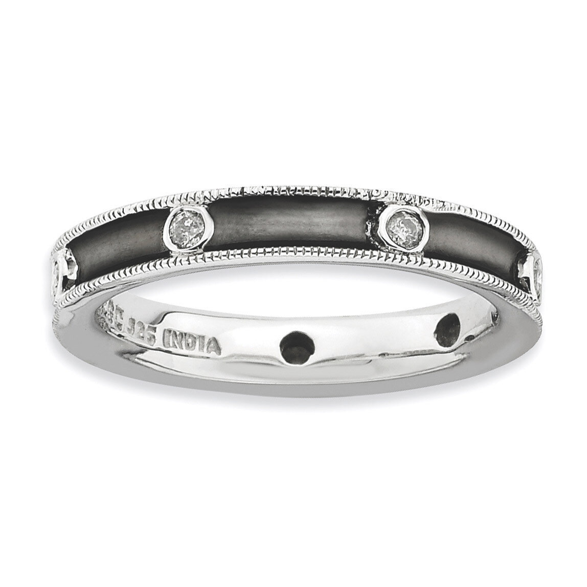 Diamond Antiqued Ring - Sterling Silver Polished QSK650, MPN: QSK650, 886774220918