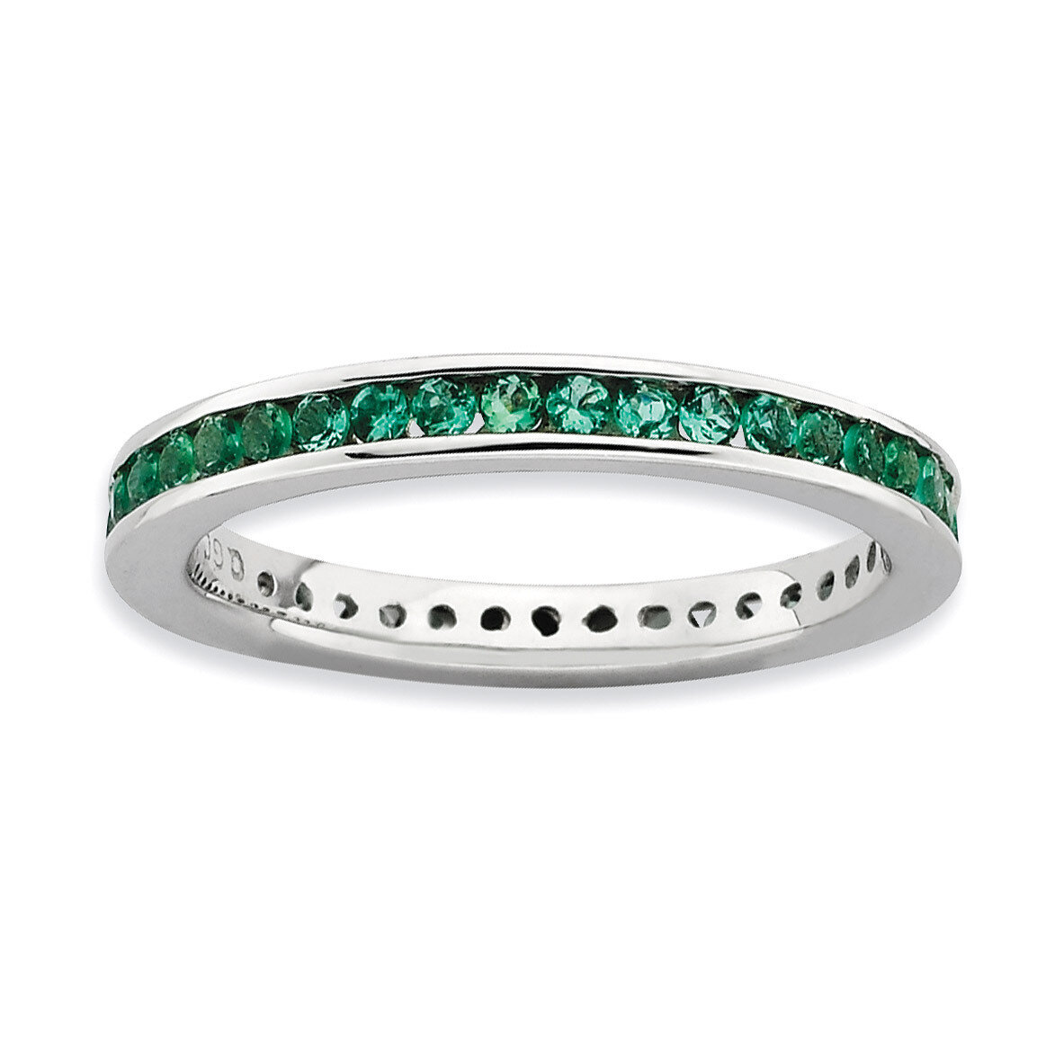Created Emerald Ring - Sterling Silver Polished QSK661