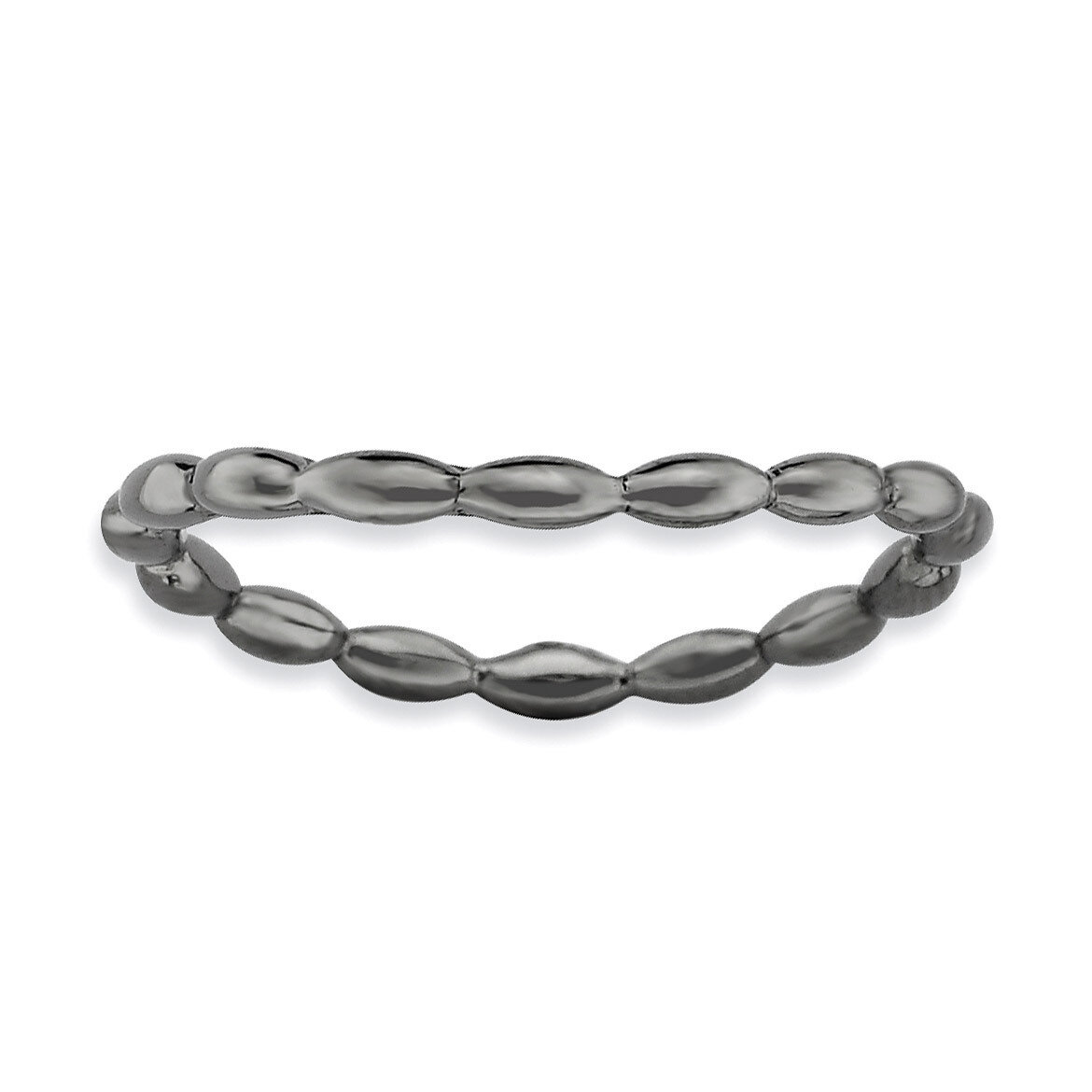 Black-plate Wave Ring - Sterling Silver Polished QSK673, MPN: QSK673, 886774175669