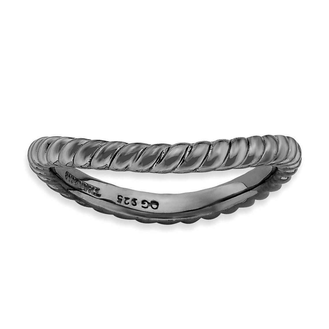 Black-plate Wave Ring - Sterling Silver Polished QSK677, MPN: QSK677, 886774221212