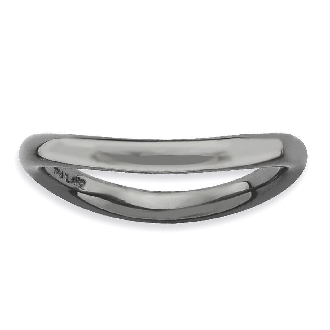 Black-plate Wave Ring - Sterling Silver Polished QSK707, MPN: QSK707, 886774176154