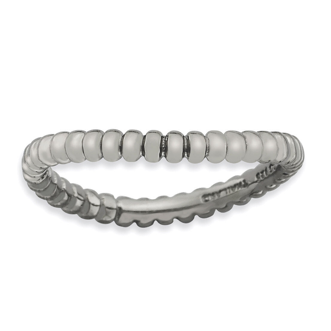 Black-plate Wave Ring - Sterling Silver Polished QSK719, MPN: QSK719, 886774223506