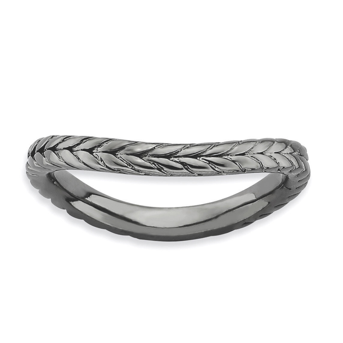 Black-plate Wave Ring - Sterling Silver Polished QSK723, MPN: QSK723, 886774223704
