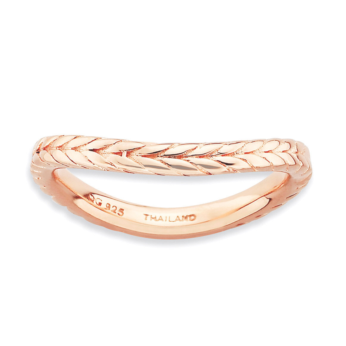 Pink-plate Wave Ring - Sterling Silver Polished QSK724, MPN: QSK724, 886774223773