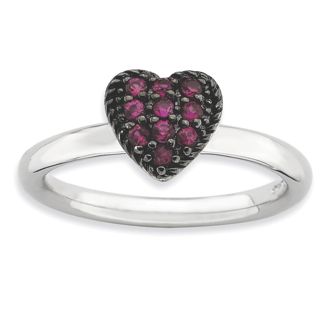 Ruby Heart Ring - Sterling Silver QSK730