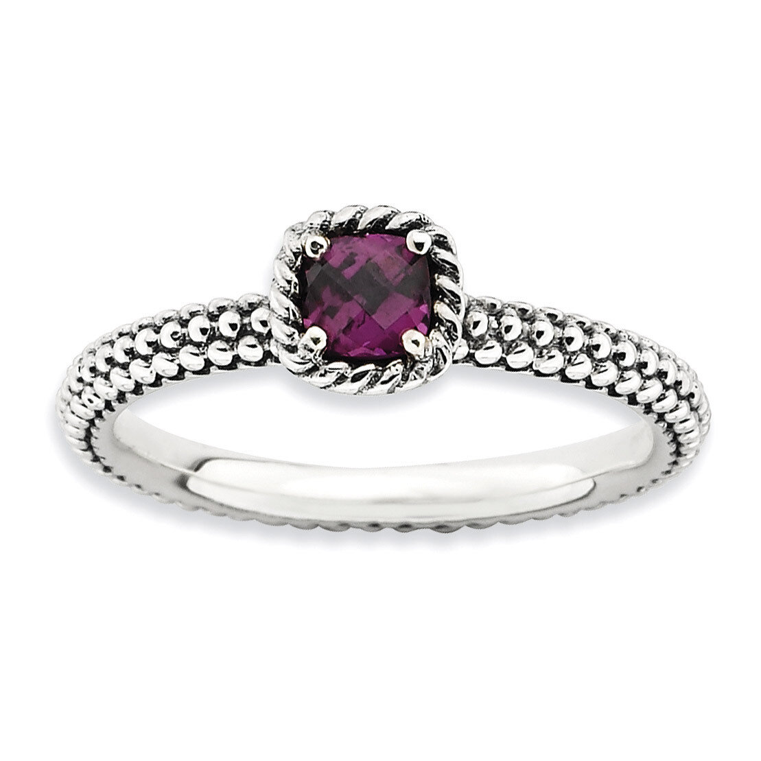 Checker-cut Rhodolite Garnet Antiqued - Sterling Silver QSK746, MPN: QSK746, 886774224176