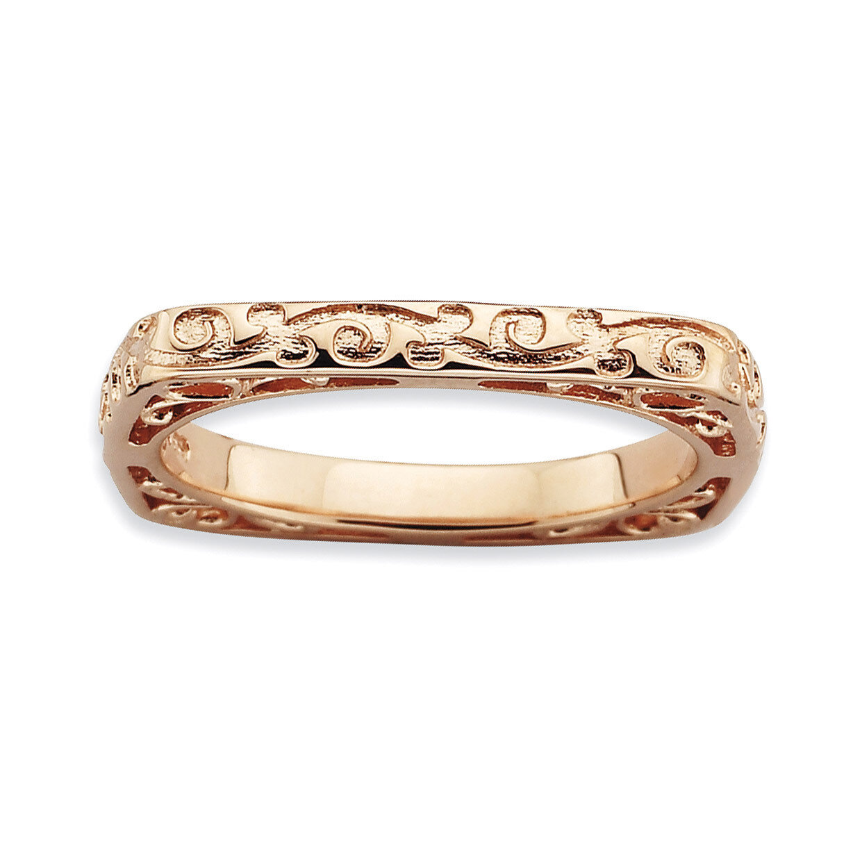 Pink-plate Square Ring - Sterling Silver Polished QSK753, MPN: QSK753, 886774224398