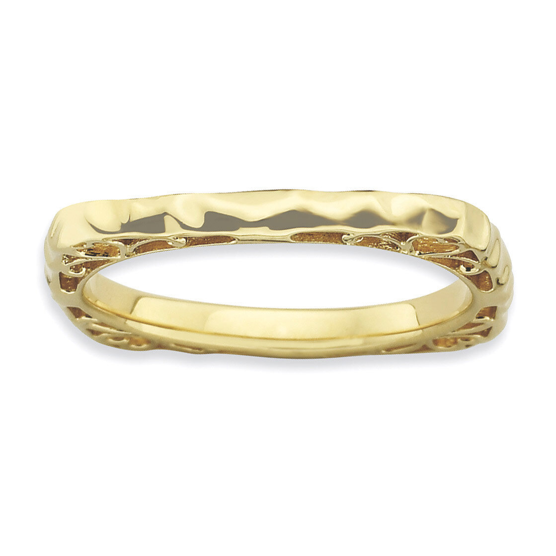 Gold-plate Square Ring - Sterling Silver Polished QSK758, MPN: QSK758, 886774178790