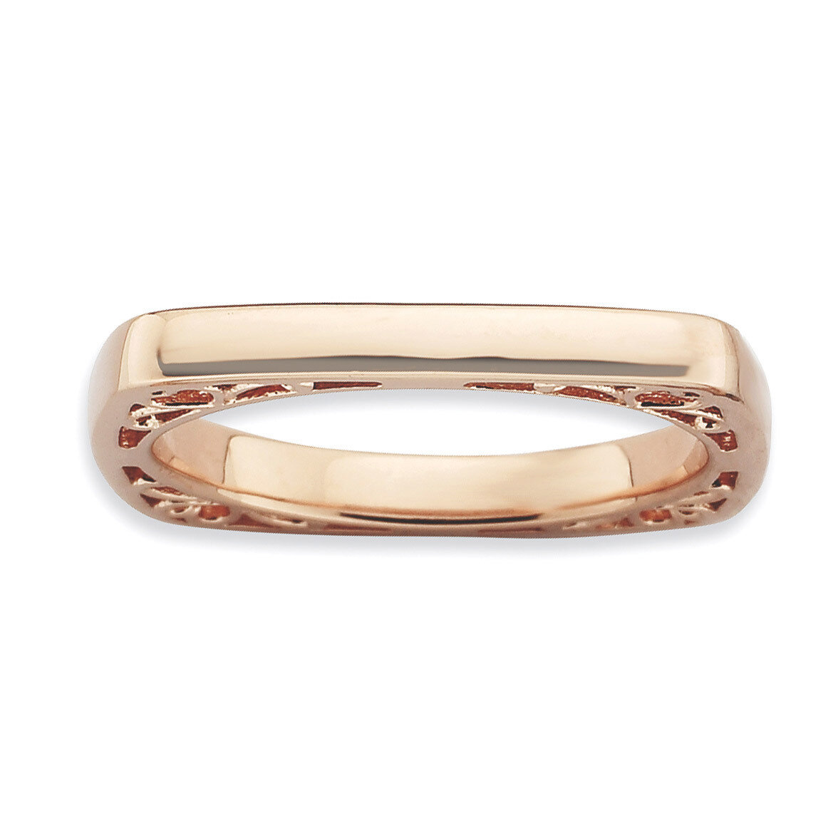 Pink-plate Square Ring - Sterling Silver Polished QSK779, MPN: QSK779, 886774179254