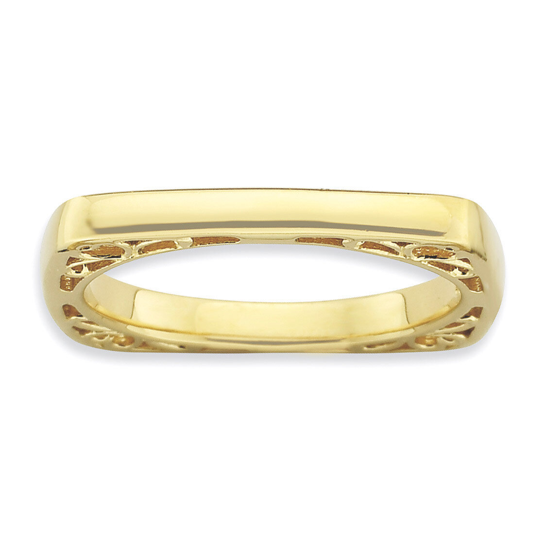 Gold-plate Square Ring - Sterling Silver Polished QSK780, MPN: QSK780, 886774179315