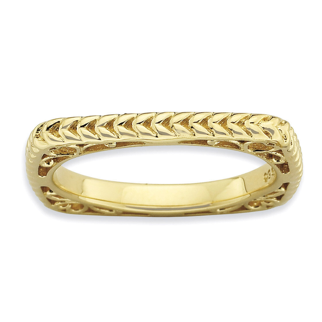 Gold-plate Square Ring - Sterling Silver Polished QSK784, MPN: QSK784, 886774179575
