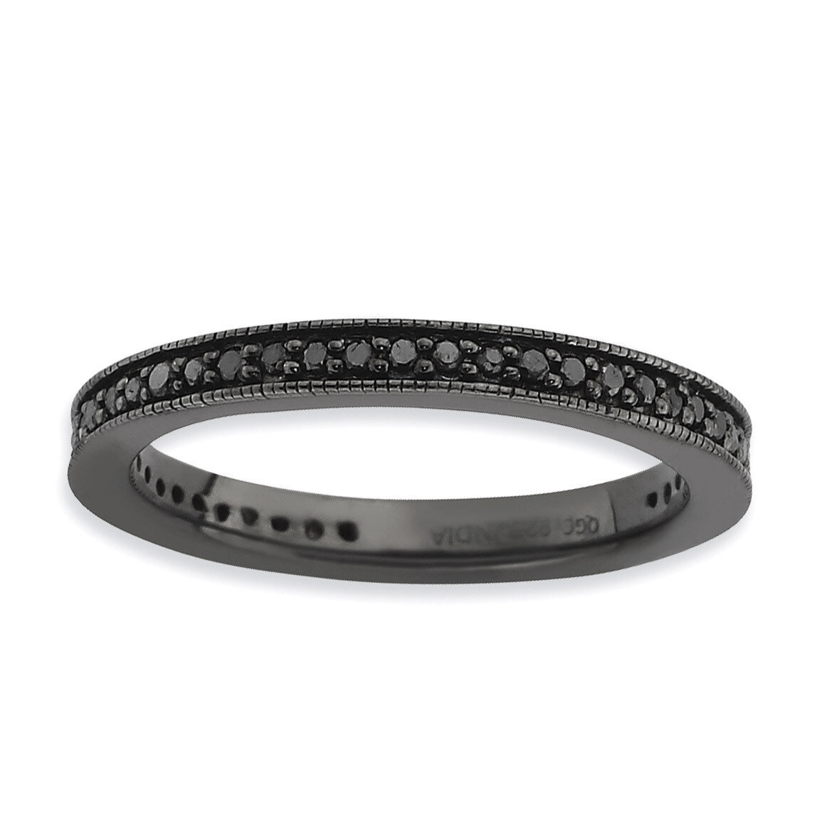 Black Diamond Ring - Sterling Silver Polished QSK810, MPN: QSK810, 886774157894