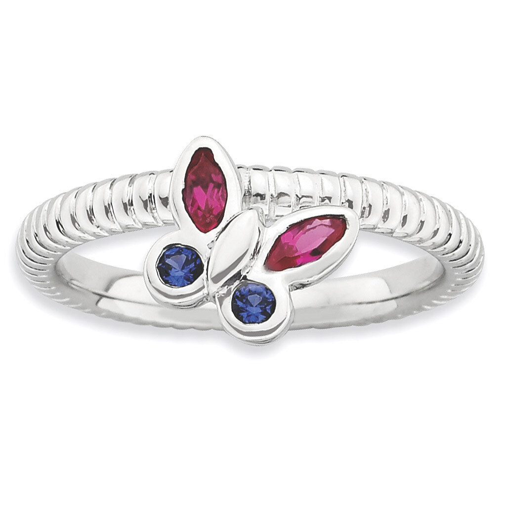 Ruby &amp; Sapphire Butterfly Ring - Sterling Silver QSK820, MPN: QSK820, 886774181042