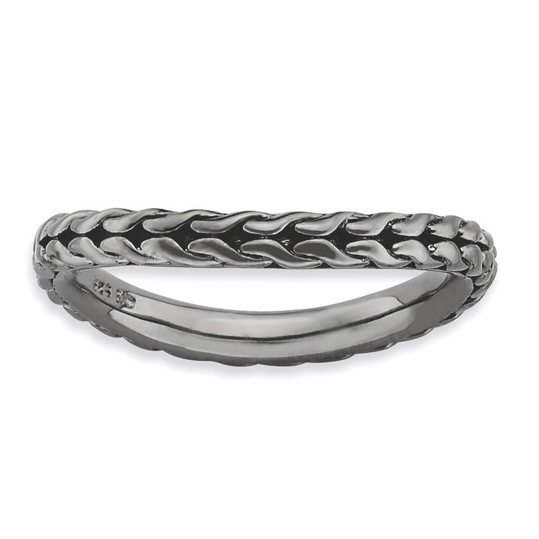 Black-plated Wave Ring - Sterling Silver Polished QSK833, MPN: QSK833, 886774226590