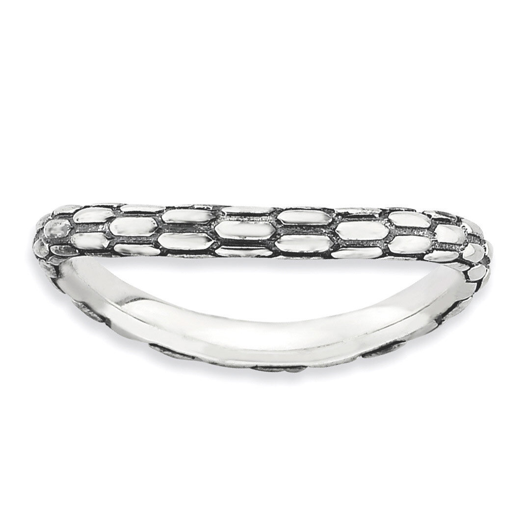 Antiqued Wave Ring - Sterling Silver Polished QSK834
