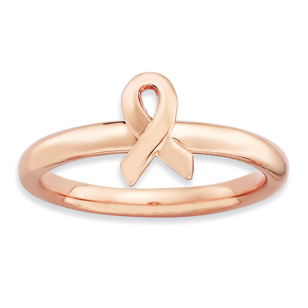 Rose Gold Awareness Ribbon Ring - Sterling Silver QSK871