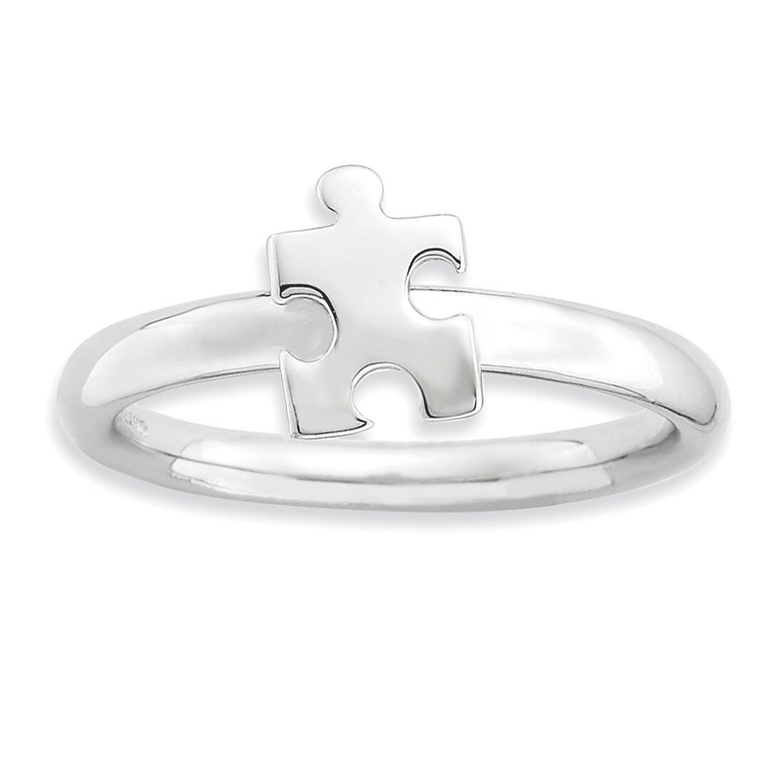 Awareness Puzzle Piece Ring - Sterling Silver Rhodium-plated QSK873