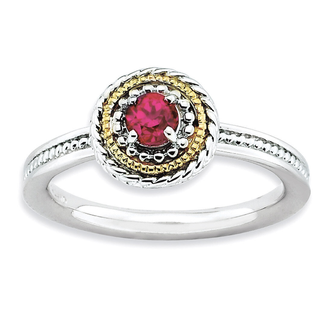 14k Gold Created Ruby Ring - Sterling Silver QSK920