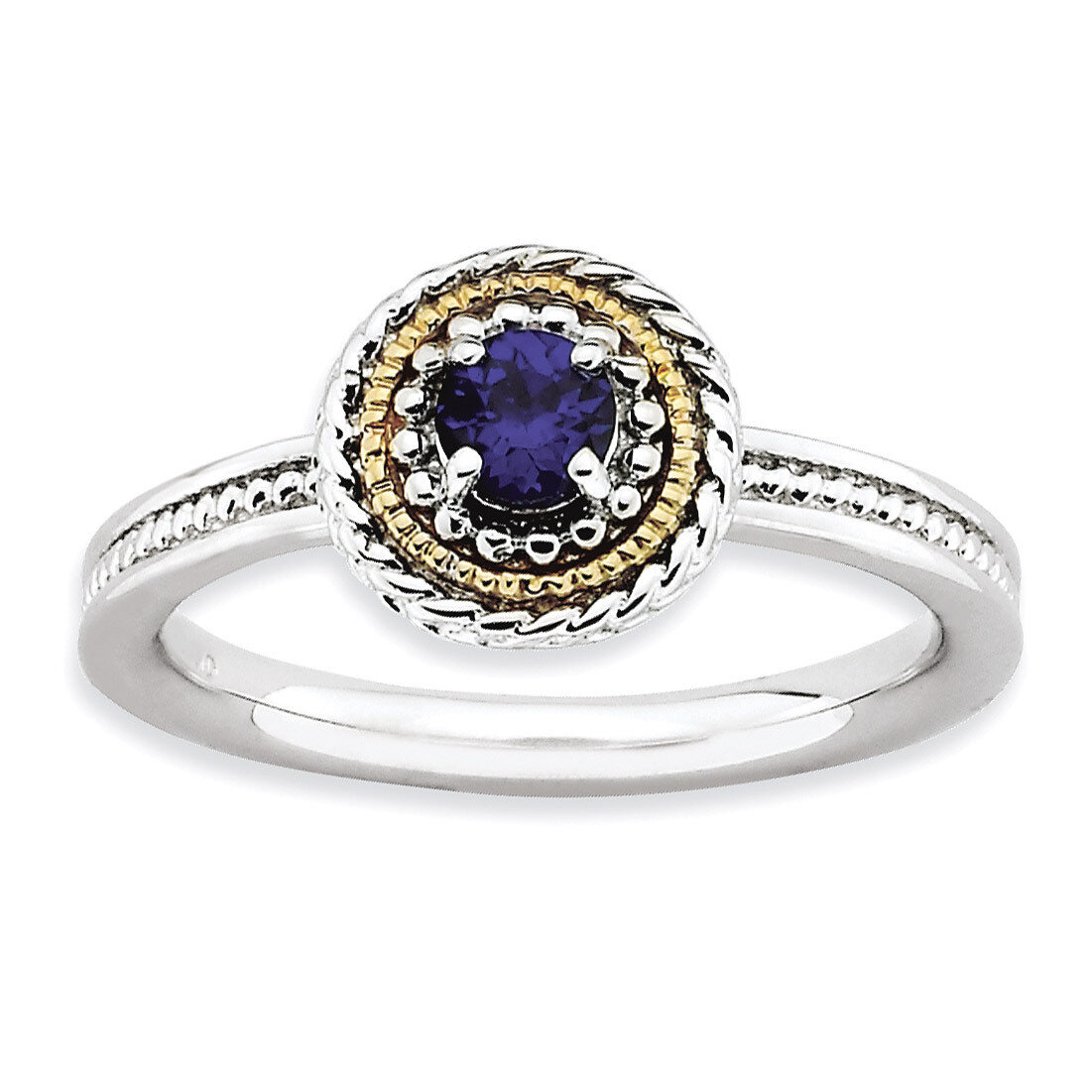 14k Gold Created Sapphire Ring - Sterling Silver QSK922