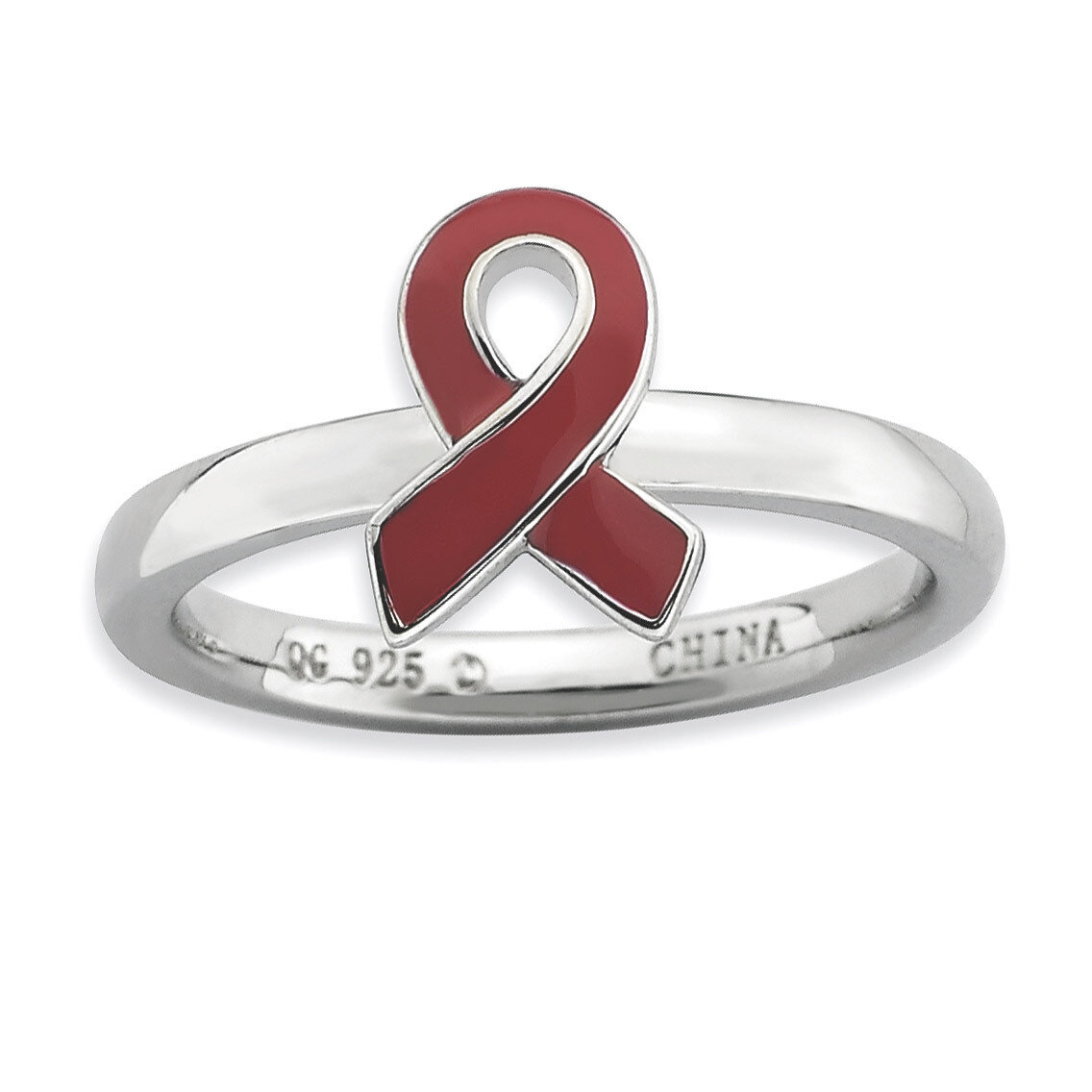 Red Enameled Awareness Ribbon Ring - Sterling Silver QSK940, MPN: QSK940, 886774231129