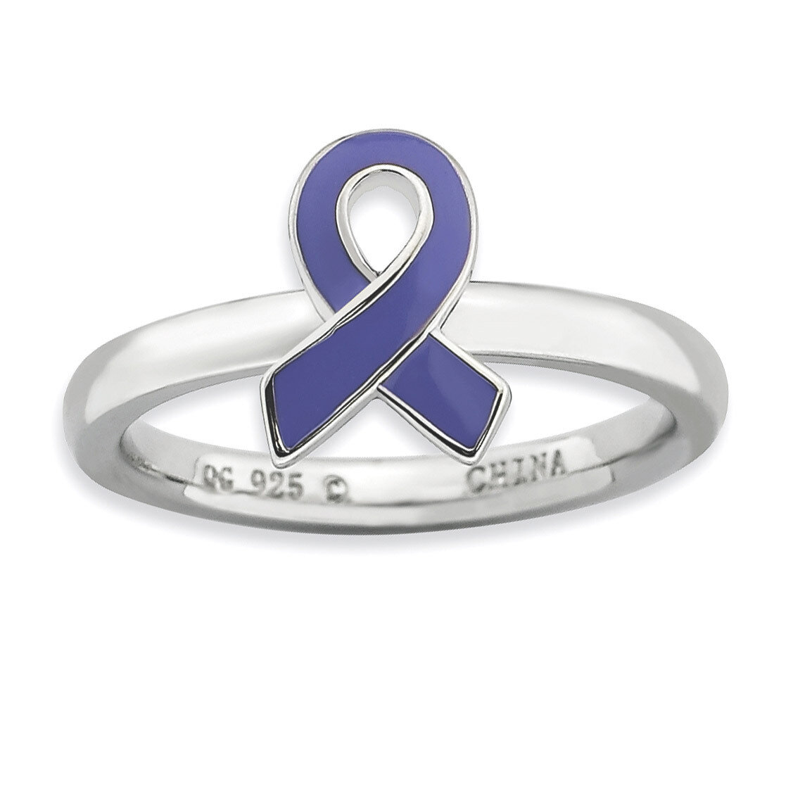 Purple Enameled Awareness Ribbon Ring - Sterling Silver QSK943, MPN: QSK943, 886774231259