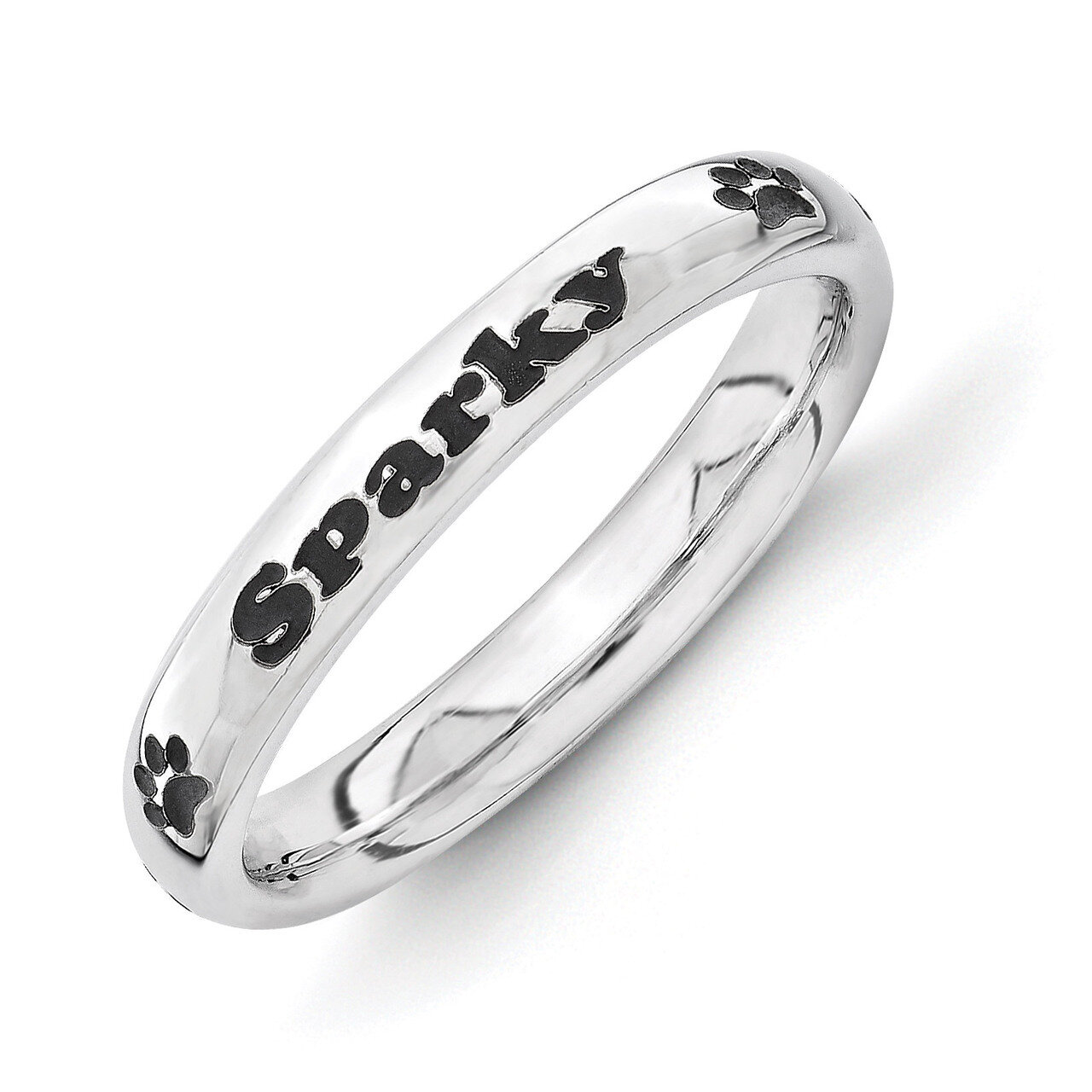 Personalized with Paw Print Ring - Sterling Silver QSKXNA1P