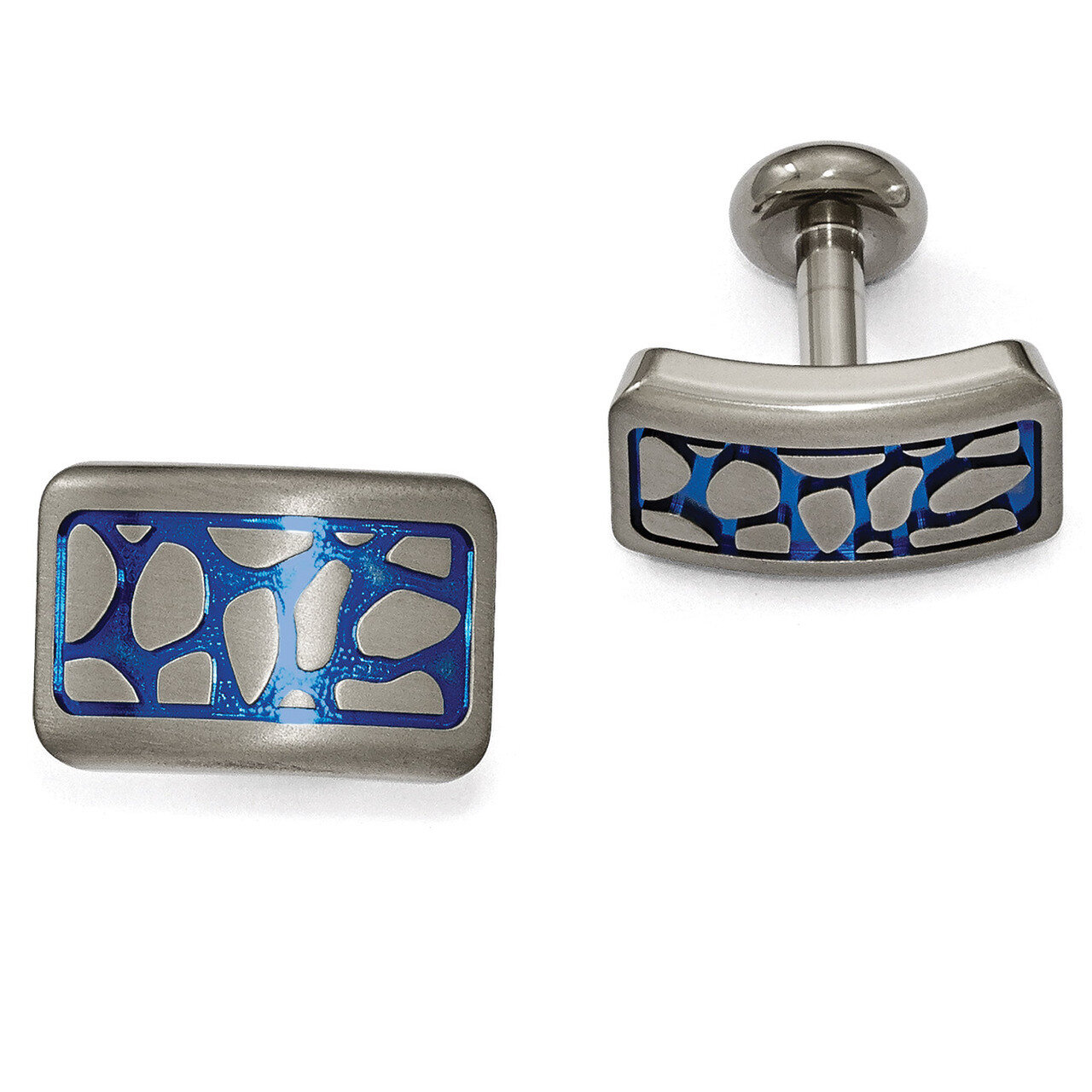 Edward Mirell Titanium Blue Anodized Brushed Cufflinks EMC119