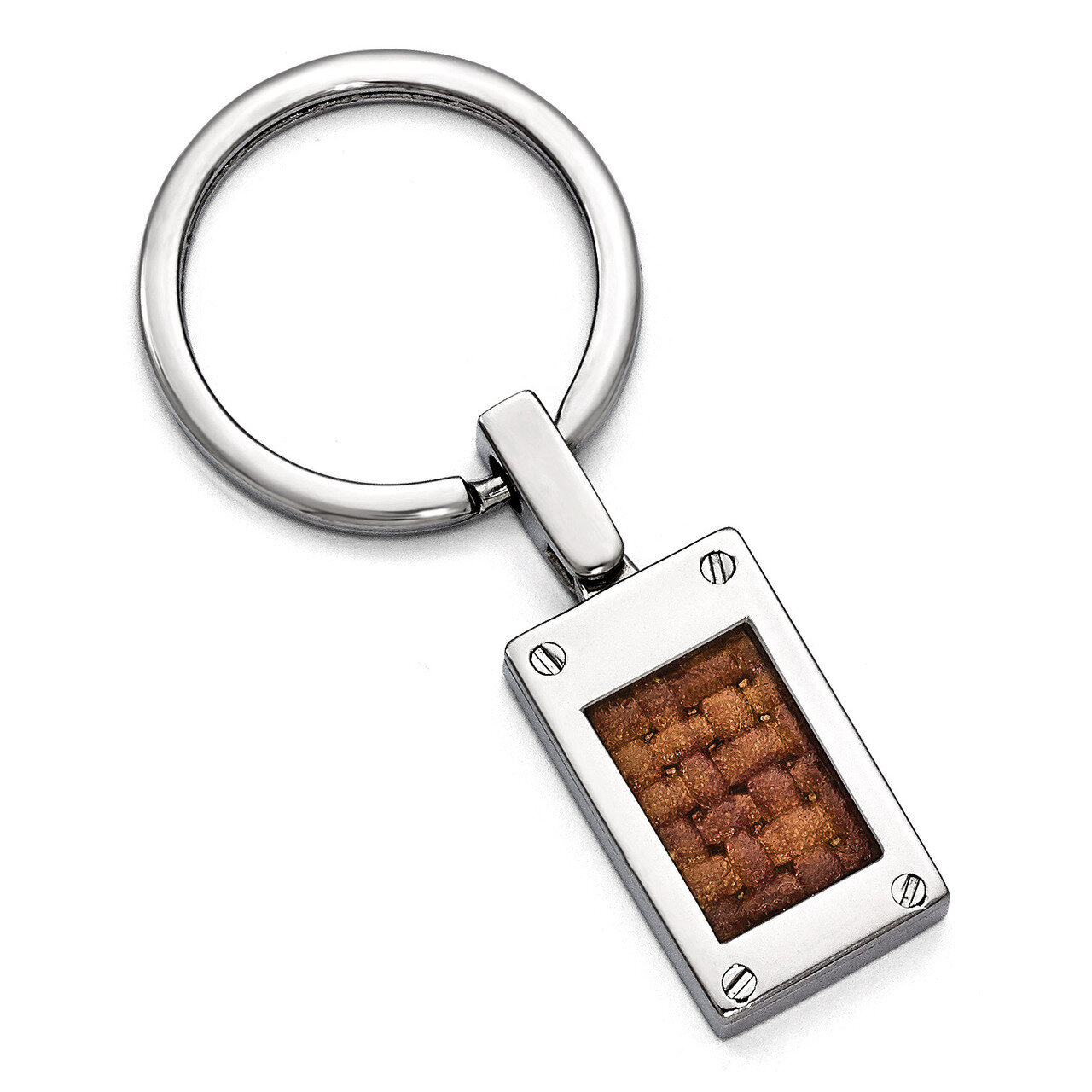 Edward Mirell Titanium &amp; Brown Leather Polished Key Ring EMK100 by Edward Mirell, MPN: EMK100, 8867…