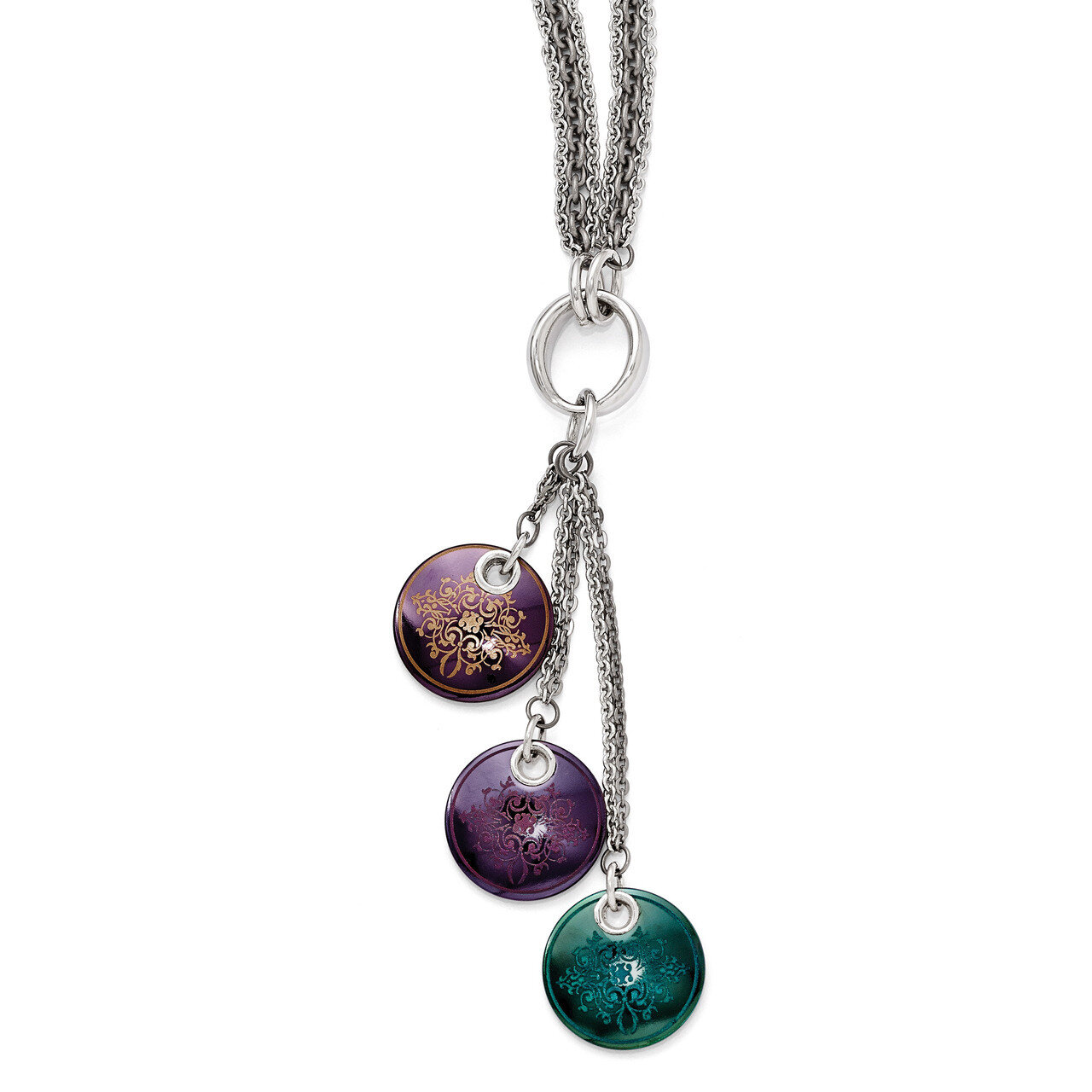 Edward Mirell Black Titanium Multi-color Anodized &amp; Sterling Silver Necklace EMN106-16 by Edward Mi…