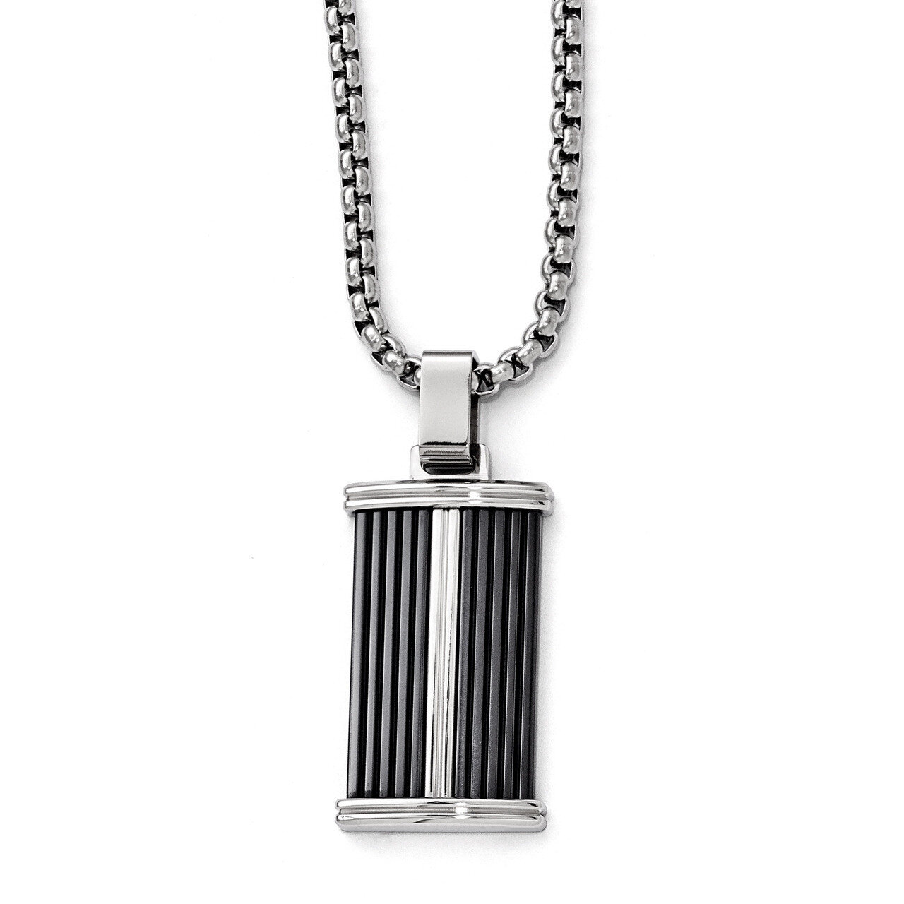 Edward Mirell Black Titanium & Stainless Steel Necklace EMN129-20