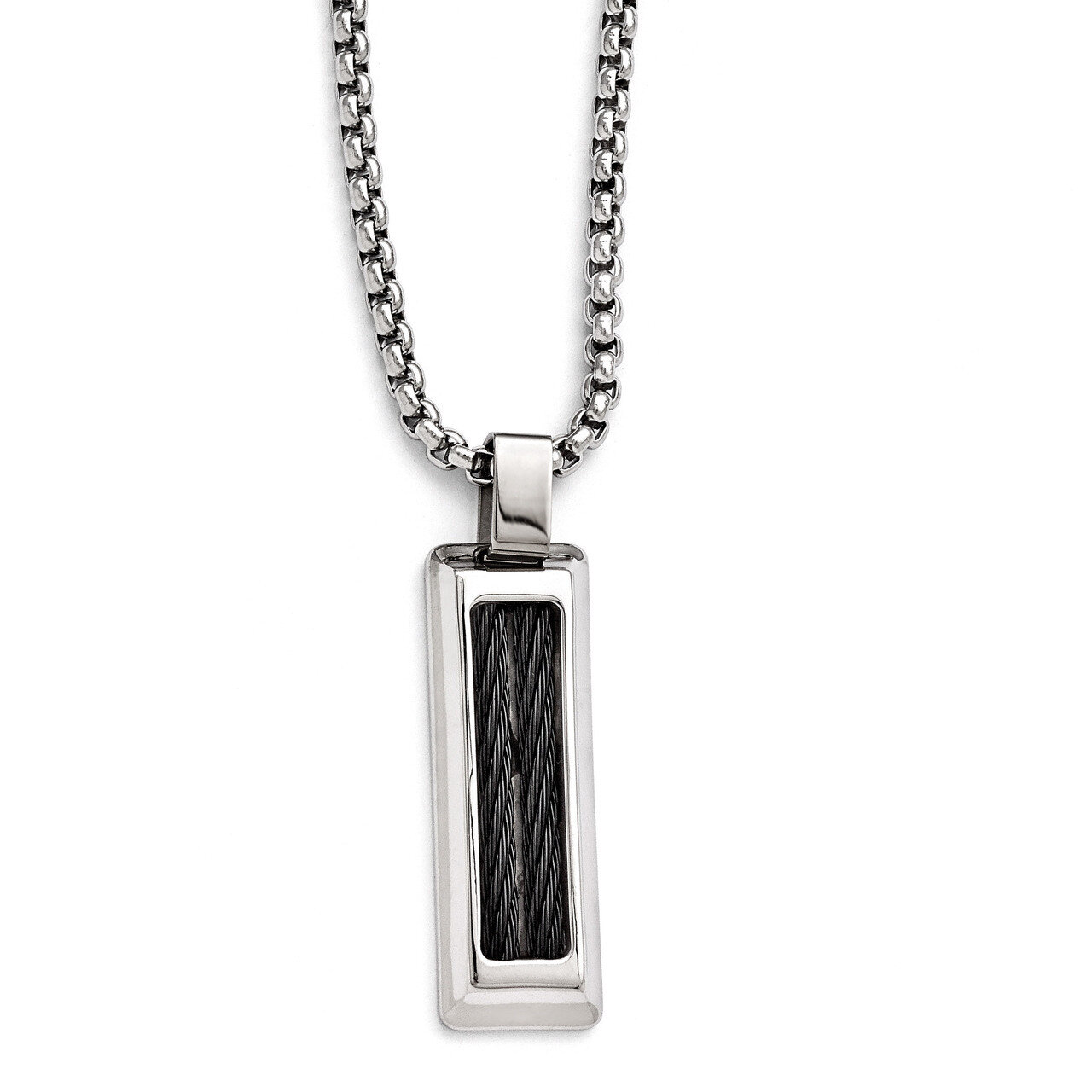 Edward Mirell Titanium & Stainless Steel Cable Pendant Necklace EMN135-20