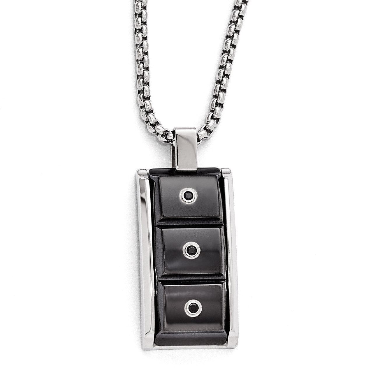 Edward Mirell Black Titanium & Black Spinel with Sterling Silver Bezel Pendant Necklace EMN138-20